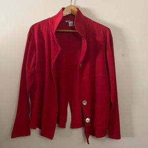 Damasport | Medium Vintage Women’s Red Slit Button Track Blazer Jacket